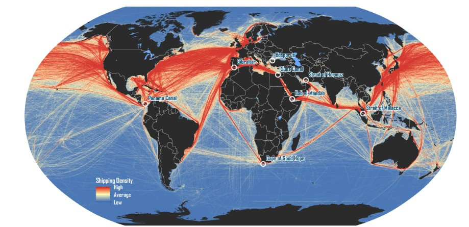 世界海运航线及战略通道