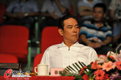 2012年7月9日，国乒奥运模拟测试赛成都上演，蔡振华、李宁出席开幕式。