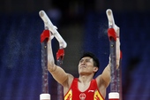  北京时间7月25日，中国体操队在伦敦O2体育馆备战。本届奥运会体操比赛将于7月28日开战。