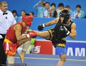 2010年11月17日，广州，2010年广州亚运会男子散手70公斤级决赛，张勇夺冠。